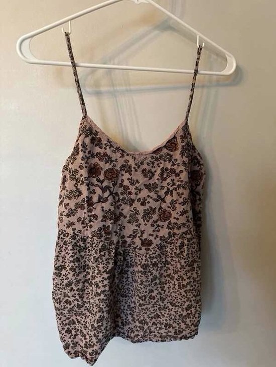 Tops - Floral Spaghetti Strap Camisole - Dusty Pink